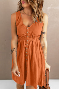 Sleeveless Button Down Mini Dress - IronFox Clothing